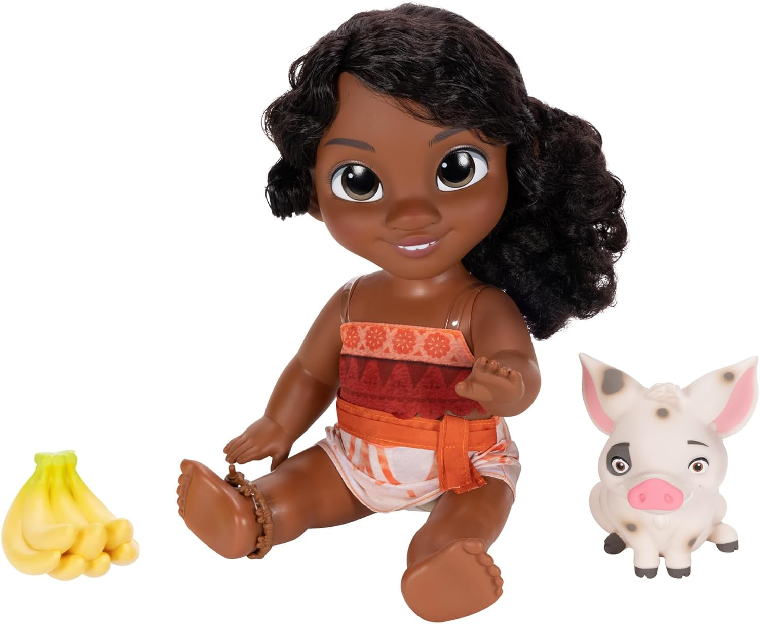 Jakks Pacific Moana 2 Lillesøster Simea Dukke og Pua figurlegesæt 27 cm højt, inkluderer 1 dukketøj, 1 Pua, 1 plastikbananbundt, anbefales til 3 år og opefter