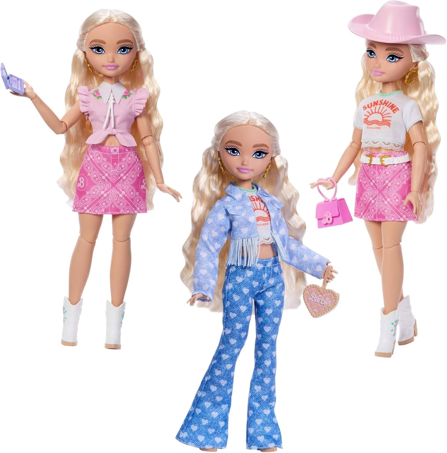 Barbie Dream Besties Festival Looks Set, med Barbie Malibu dukke med langt blondt hår til styling og over 10 aftageligt tøj og tilbehør, JGH87