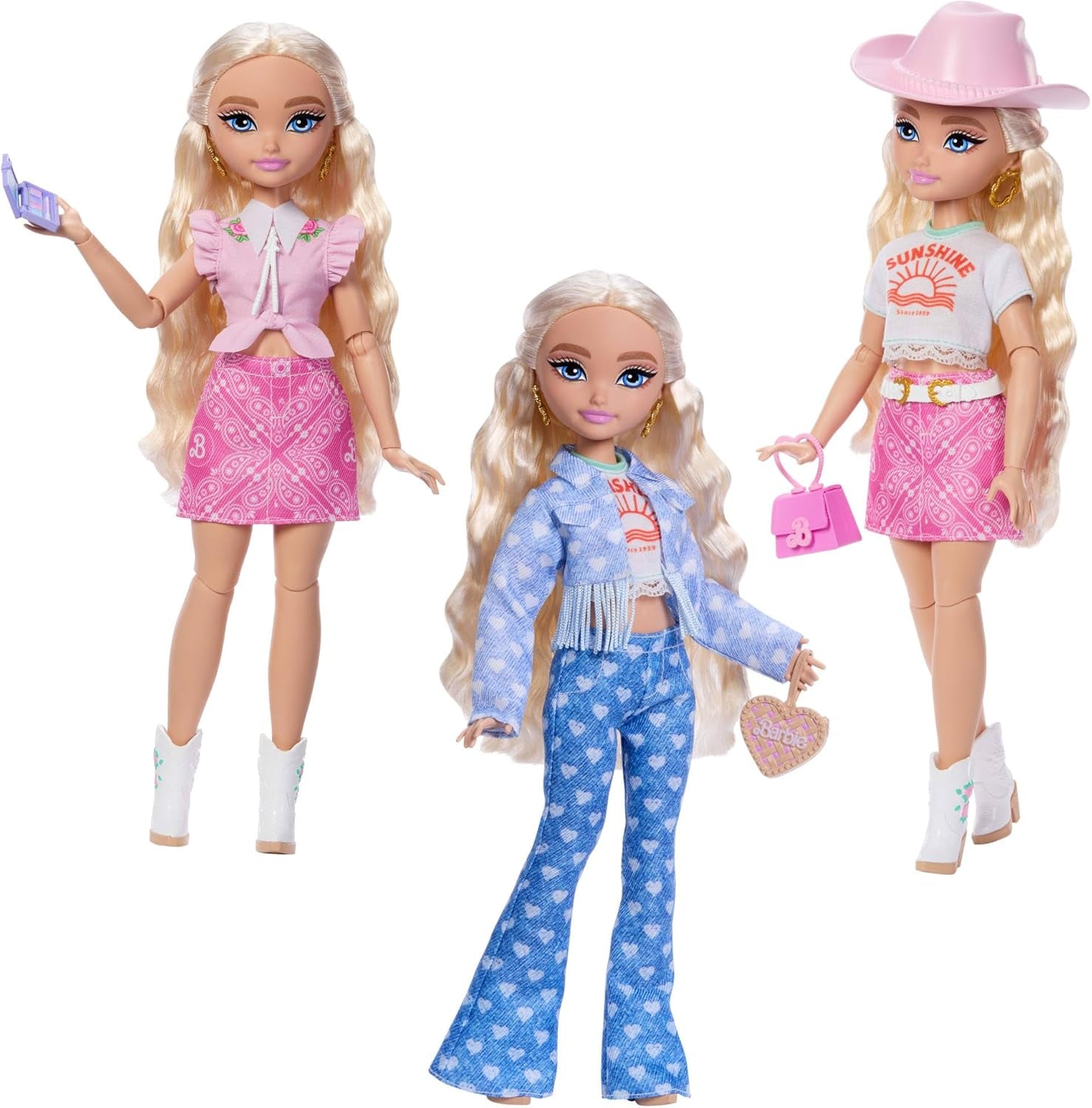 Barbie Dream Besties Festival Looks Set, med Barbie Malibu dukke med langt blondt hår til styling og over 10 aftageligt tøj og tilbehør, JGH87