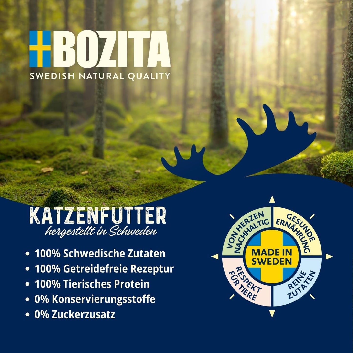 Bozita Pouch Nassfutter Häppchen i Sauce med Kylling - 12x85g Portionsbeutel getreidefreies & weizenfreies Futter für Katzen - Katzennassfutter für erwachsene Katzen med 8,5% protein & 4,5% fedtindhold