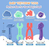 Babybitring [Original] - Silikone-bytringslegetøj, sej bidering, tandhjælp, BPA-fri | Legetøj, tilbehør og gaver til småbørn 3+ måneder | Pakke med 4