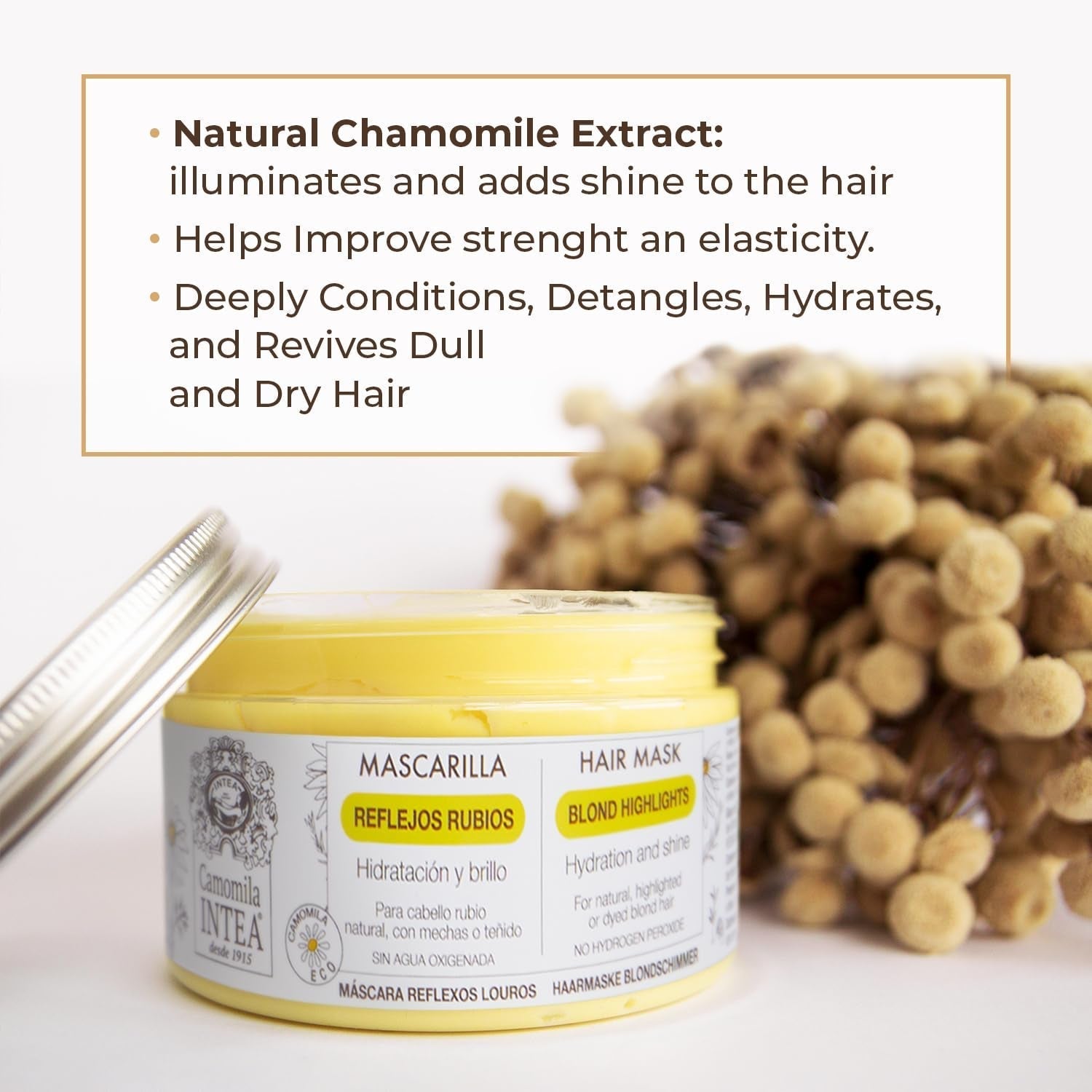Intea Chamomile - Blond Reflections Hair Mask - Fugter og nærer blondt hår - 250 ML Naty Shop Hair Mask