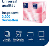 Tork Bistrored frokostserviet, 1/4-fold, 1 lag, 33 cm × 33 cm, 8 × 400 servietter, 509359