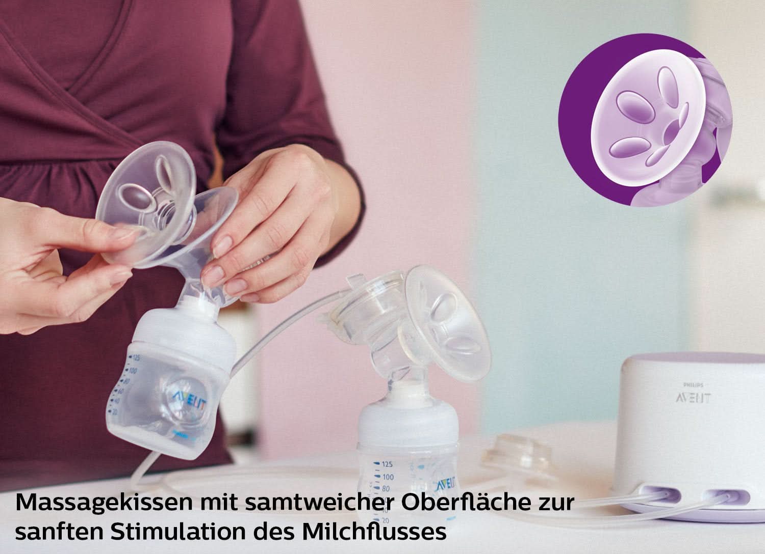 Dobbelt elektrisk brystpumpe Philips Avent SCF334/02 Tilbehør Mad og amning Bebe Naty Shop