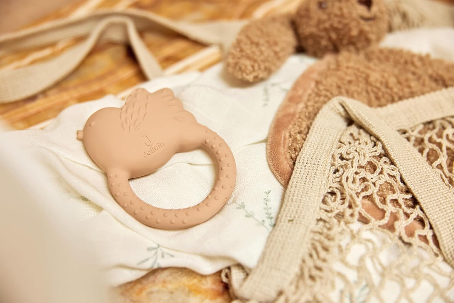 Jollein Natural Rubber Baby Bringning - Smukke Fugle - Baby Bringning - Bringehjælp - Harmløs og BPA Fri - Baby Legetøj