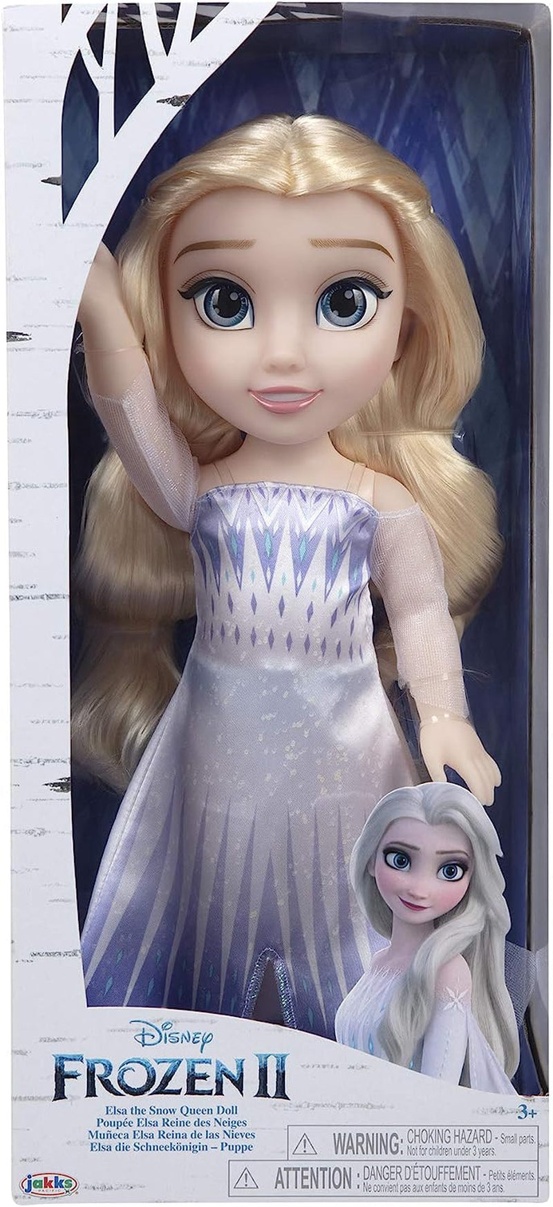 Disney Frozen 2 Elsa Doll - 35 cm høj, poserbar dukke i ikonisk modekjole og langt hår, der flyder for ekstra sjov, til piger fra 3 år og opefter, 214894