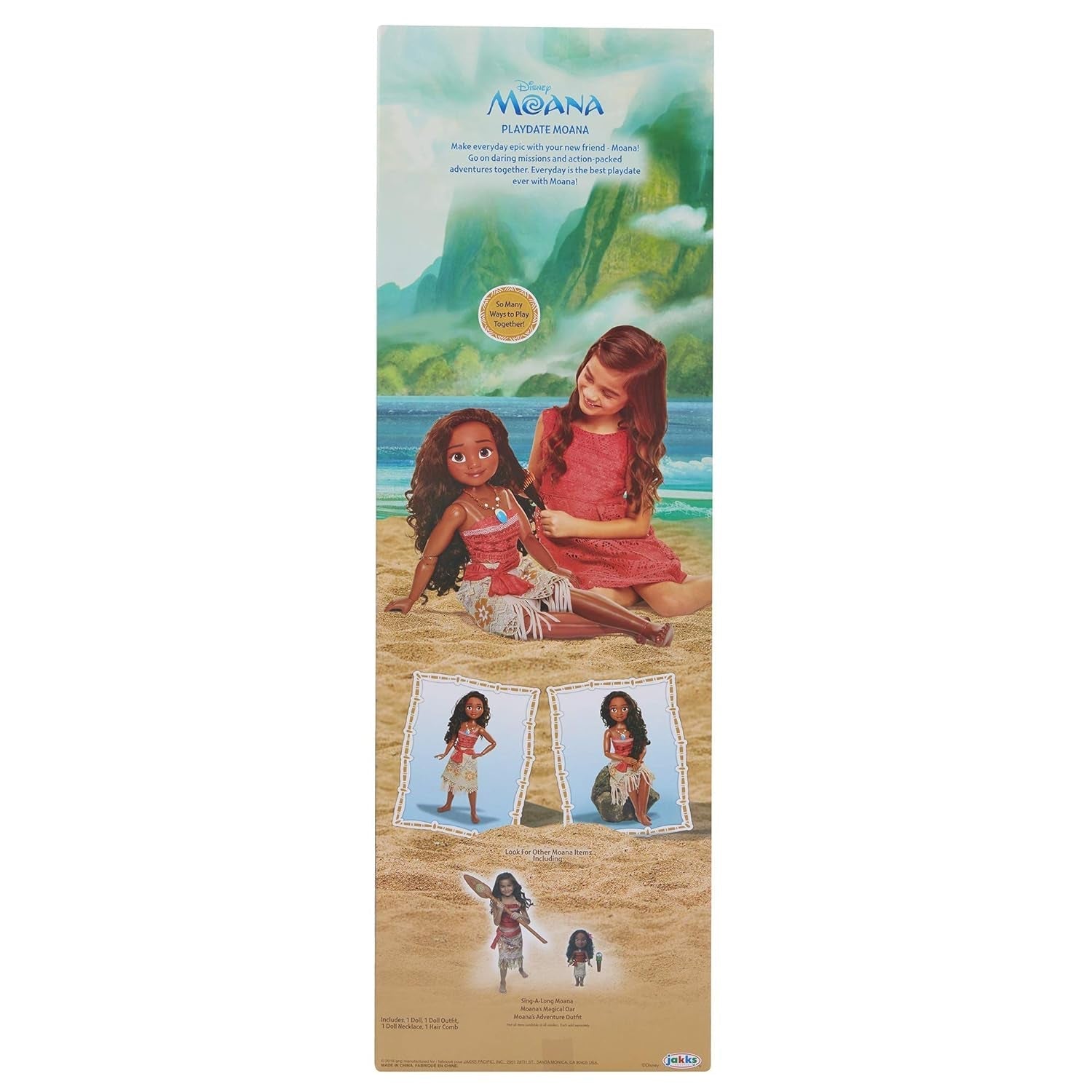 Disney Princess Moana 80 cm Play Doll by Jakks Pacific Movable Doll with Brush to Comb Her Wavy Curls Filminspireret kjole Aftageligt vedhæng Halskæde Dolls Naty Shop
