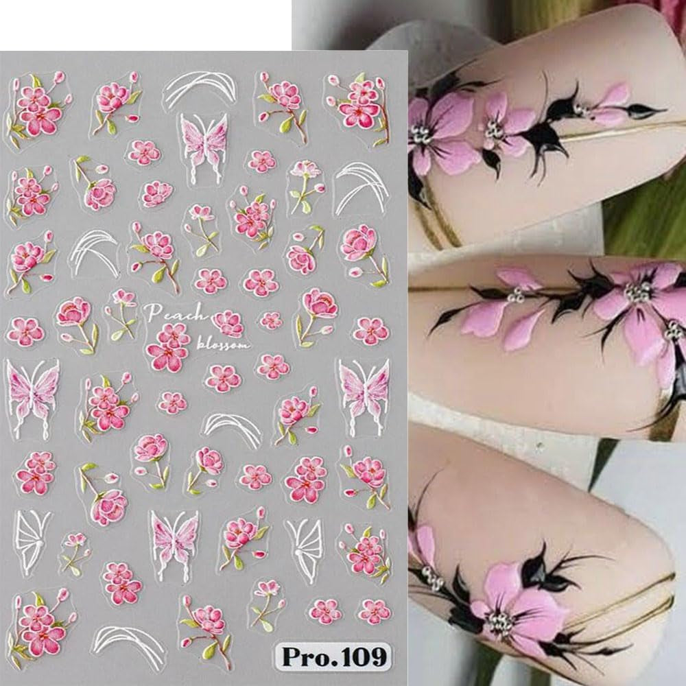 5 stk Geprägte Gänseblümchen Nagelsticker Selbstklebend Blumen Nagelaufkleber Gänseblümchen Schmetterling Nagel Sticker Nageldesign Aufkleber Nägel Zubehör Blume Nail Sticker Flower Nail Art Stickers