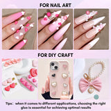 Makartt Rhinestone selvklæbende gel - 15 ml UV-neglelimsæt med lyserøde negle charms Hjertecirkel neglesmykker og negledesigntilbehør til hjemmemanicure Valentinsdagsgave