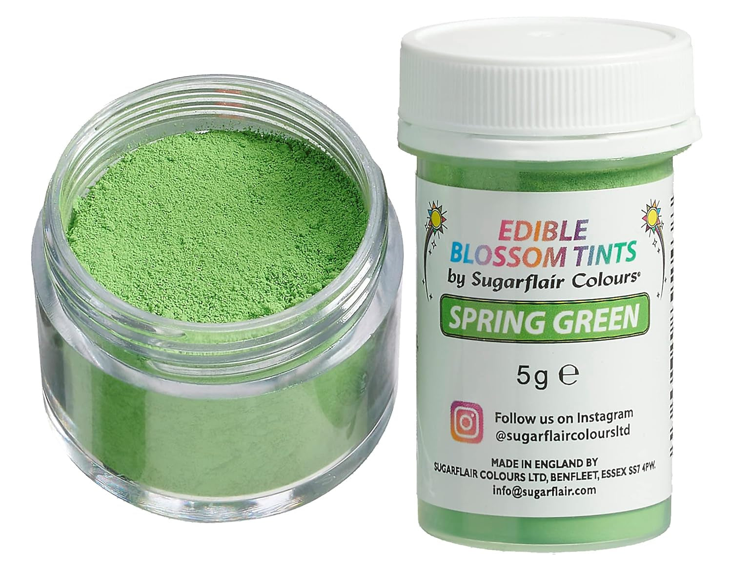 Sugarflair Blossom Tint Dust Spring Green Food Coloring Powder - Madfarvepulver til kagepynt, fondant, glasur, chokolade, smørcreme, macarons og mere - 5G