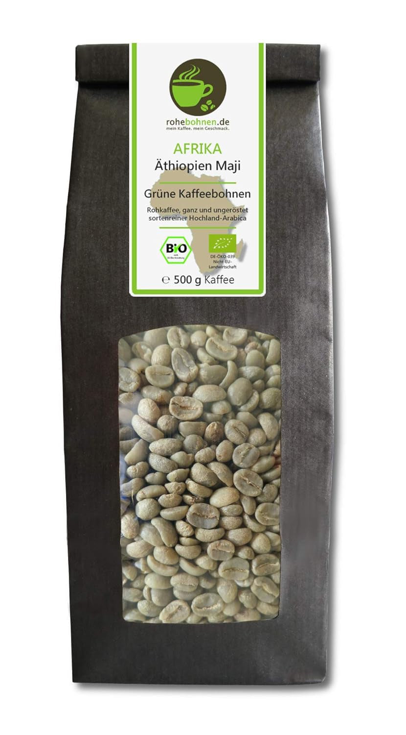 Maji Etiopisk økologisk rå Arabica-kaffe 500 g (grønne kaffebønner 500 g) - GMP-certificeret