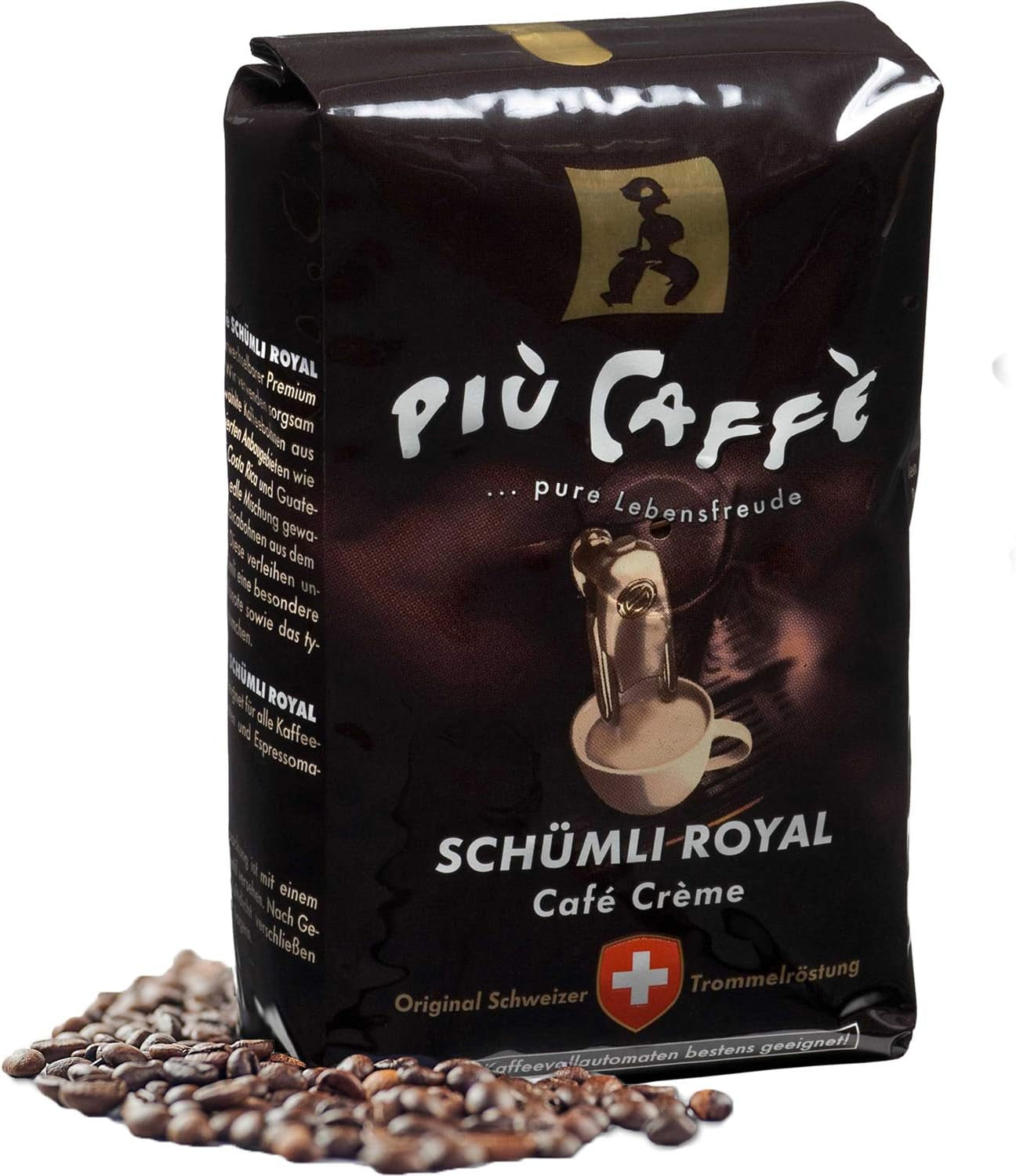 Café Crème Kaffeebohnen, würzig, kräftig, intensiv og gehaltvoll, Arabica og Robusta, Schweizer Trommelröstung, ganze Bohnen für Volllautomaten Schümli Royal 1 kg