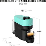 Espressomaskine med Nespresso Krups Vertuo Pop-kapsler, kapacitet: 560 ml, automatisk kapselgenkendelse, one-touch system, 4 kopstørrelser, forkortet opvarmningstid, bæredygtig, Aqua Mint, XN9204