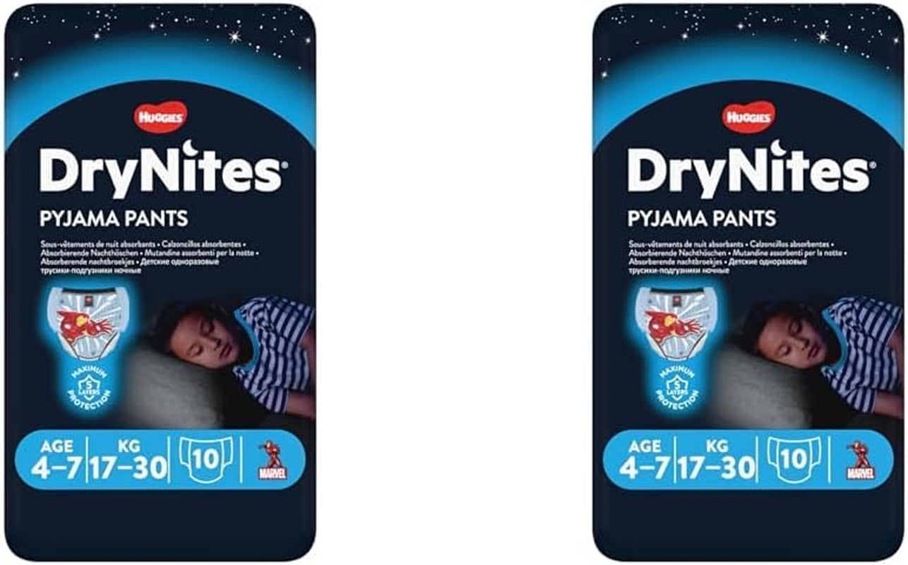 DryNites Absorberende sengevædningsbleer til drenge 4-7 år (17-30 kg), Jumbo månedlig pakke, 64