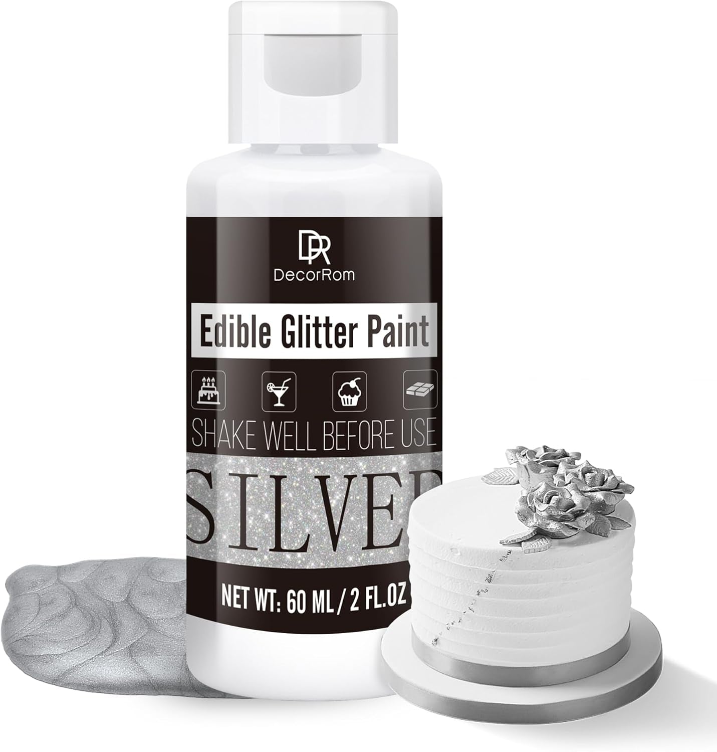 Spiselig flydende glitter - 6 farver metallisk glitter madfarve til kagepynt, bagning, muffins - spiseligt flydende glitter metallisk pulver til gør-det-selv kiks, fondant, kager