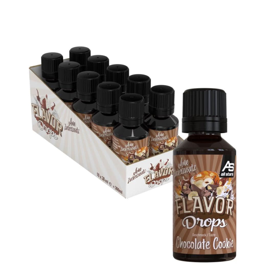 ALL STARS Flavor Drops, Smagsdråber uden tilsat sukker og uden kalorier - Sødme og smag til mad, 30 ml Sweeteners Naty Shop Chokoladekage 10 x 30 ml