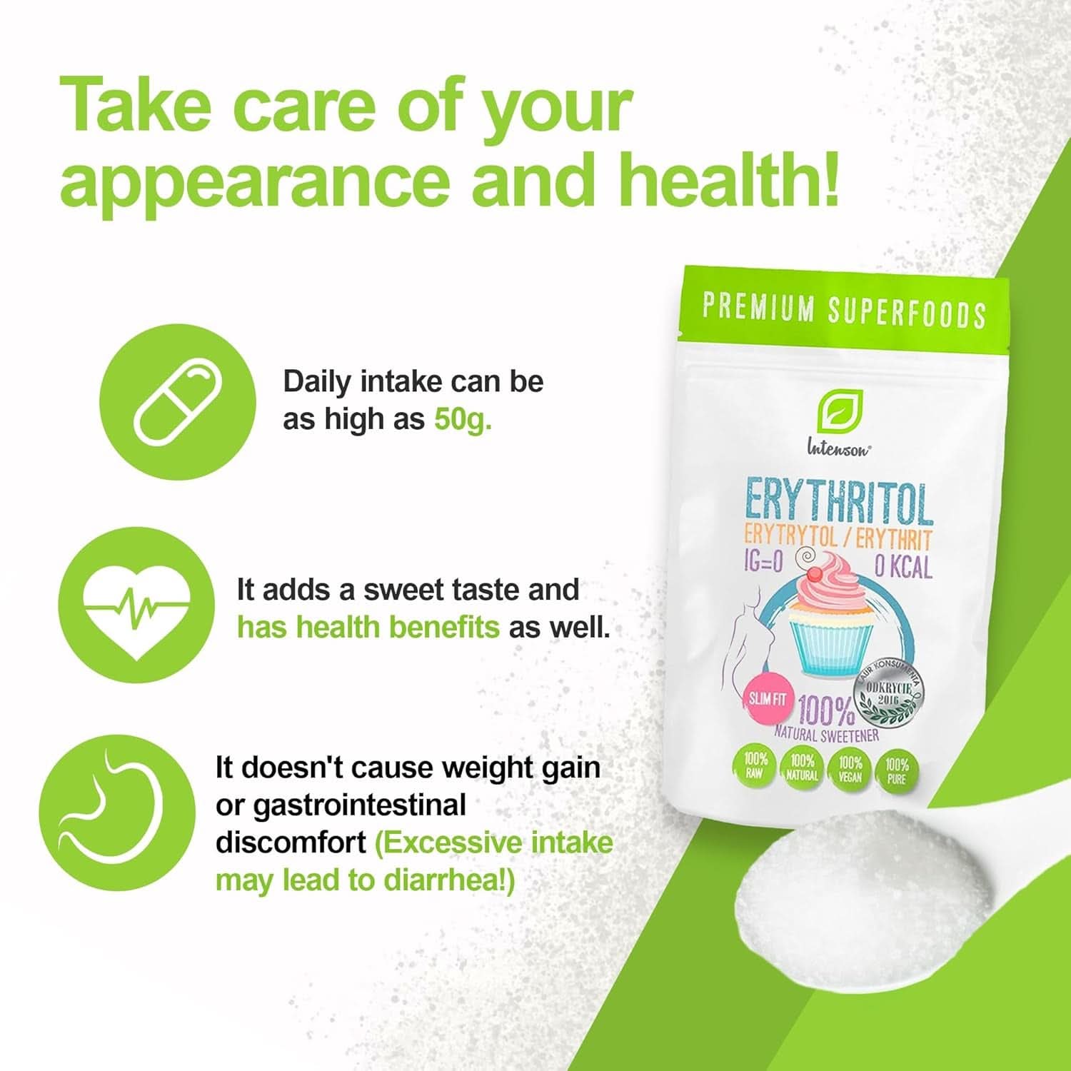 Erythritol - Naturligt sukkeralternativ, 2 kg sødemidler Naty Shop
