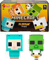 Mattel Minecraft Flippin' Figs får og kylling 2-pakke med 2-i-1 legefigurer, store hoveder og pixeldesign HXK17 actionfigurer Naty Shop får og kylling
