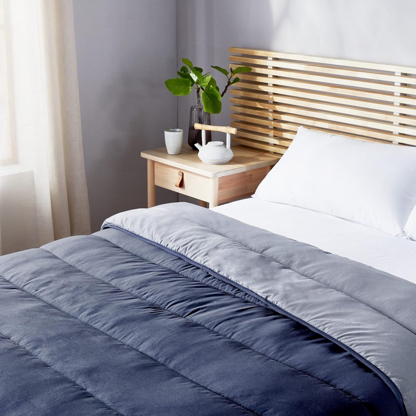 Pikolin Home - Vendbar quilt 300 G - Tofarvet nordisk fyld - Til seng 150 - Hyggelig, varm, åndbar, sennepsgul, 240 X 220 Cm Dyner og dyner Naty Shop