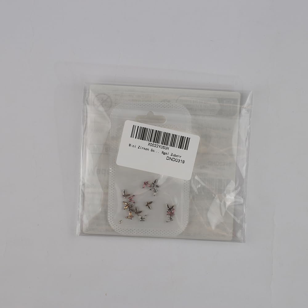 Mini Butterfly Zircon Nail Nøgleringe Y2K Hvid Champagne Pink Rhinestone Krystal Sommerfugl Nøgleringe Negle 3D Butterfly Nail Design Nøgleringe Butterfly Negle Dekoration Nail Art Nøgleringe Negle Accessories