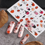 Nagelsticker Halloween, 8 Blätter Halloween Nagelsticker, Kürbis Nail Sticker, Nail Art, Nagel Charms, Nagel Zubehör, Nageldesign, Jul (Typ A)