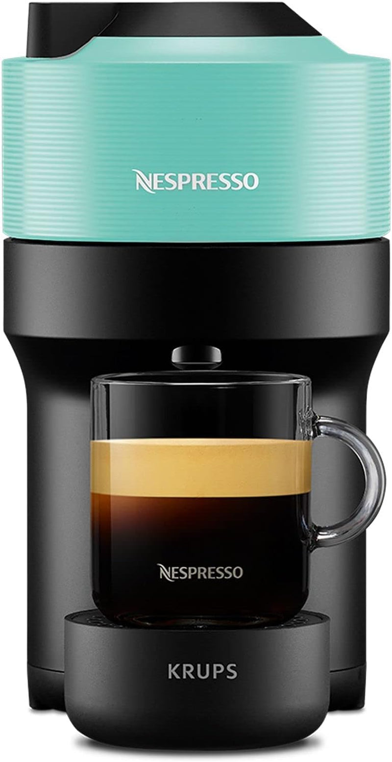 Espressomaskine med Nespresso Krups Vertuo Pop-kapsler, kapacitet: 560 ml, automatisk kapselgenkendelse, one-touch system, 4 kopstørrelser, forkortet opvarmningstid, bæredygtig, Aqua Mint, XN9204