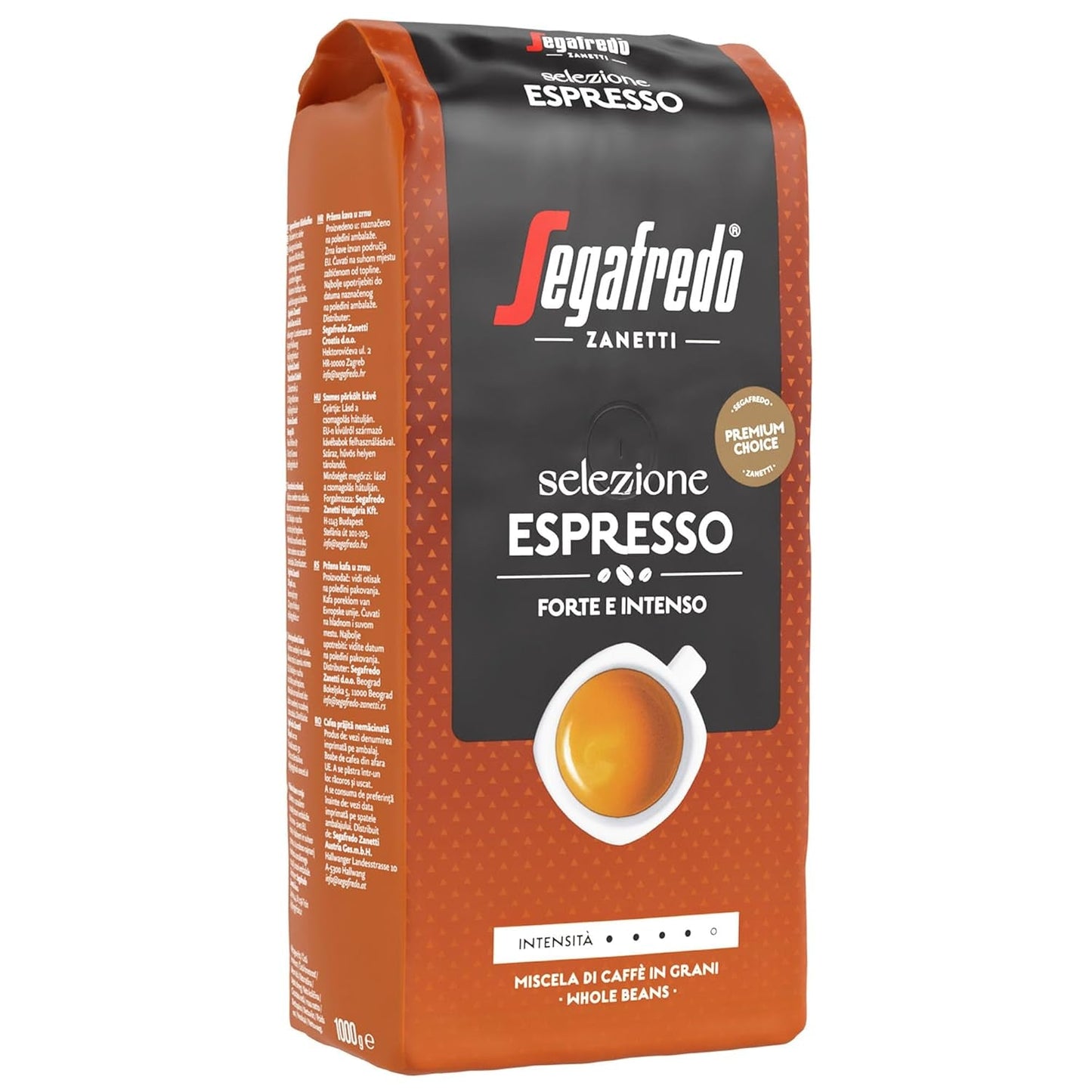 Segafredo Zanetti Selezione Espresso - Hel bønne (1 kg pakke) - Velegnet til alle italienske kaffespecialiteter - Mellem til mørk ristet, stærk og intens smag
