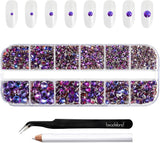 Beadsland 2500 stk Glas Nailart Strasssteine ​​​​Kristall Flatback Edelsteine ​​​​Runde, ​​Für Handwerk Gemischt 8 Größen SS4 ~ SS30 Mit Picking Pinzette Und Stift (Kristall Weiss)