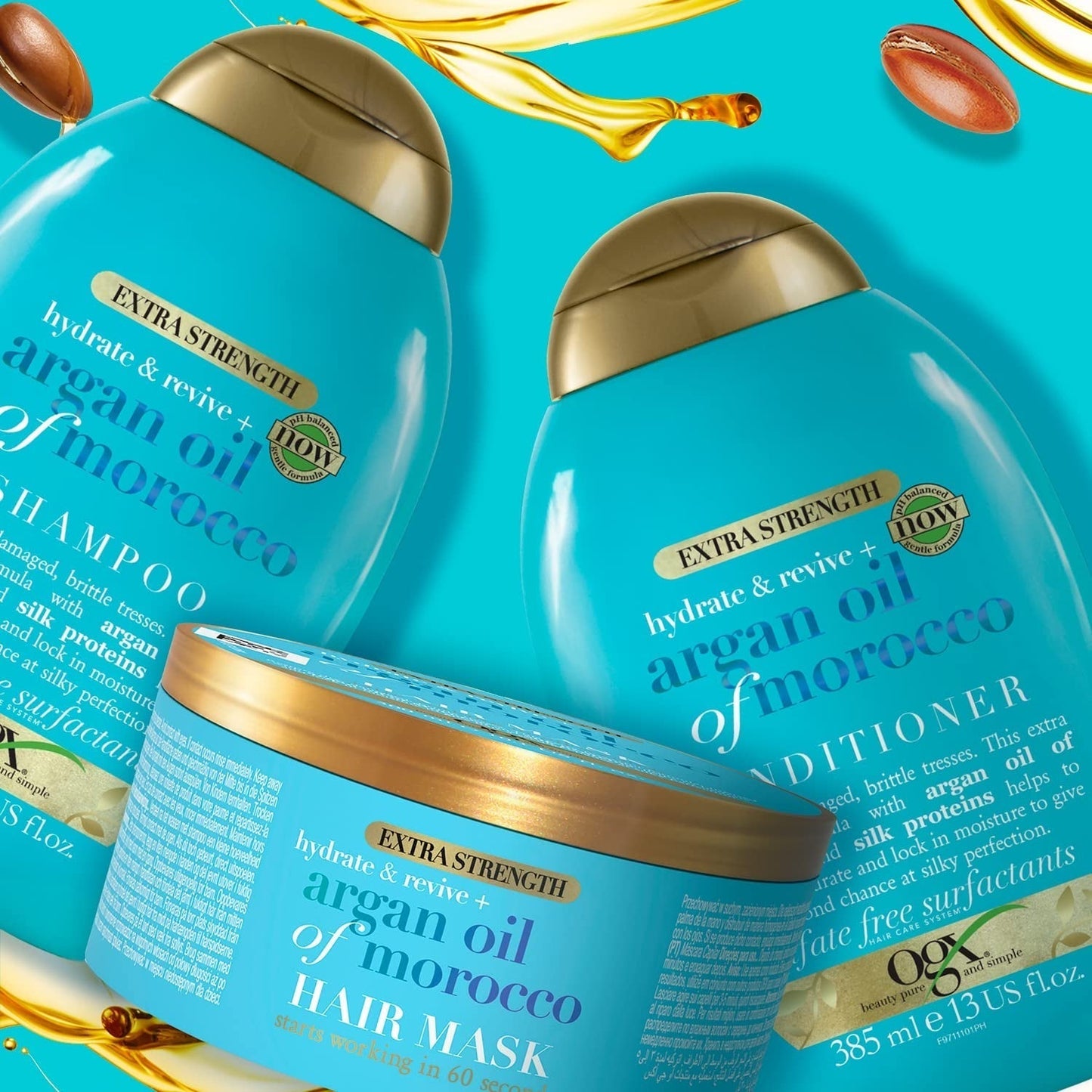 OGX Extra Strength Hydrate & Revive + Argan Oil of Morocco Hair Mask (300ml), luksuriøs hårmaske med rig arganolie og silkeproteiner Naty Shop Hair Mask
