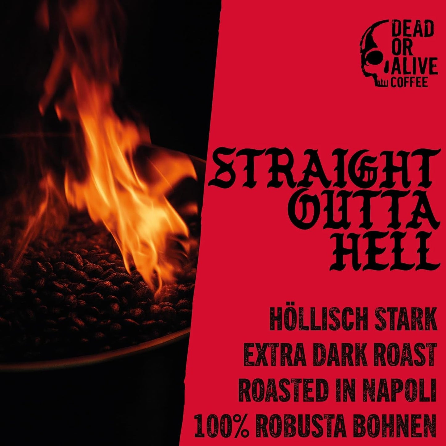 DØD ELLER LEVENDE DIAVOLO – Ekstra mørk espresso – 100 % Robusta – Ekstremt stærk – Lav surhedsgrad – Stabil creme – Hele bønner 1 kg – Napoli stegt