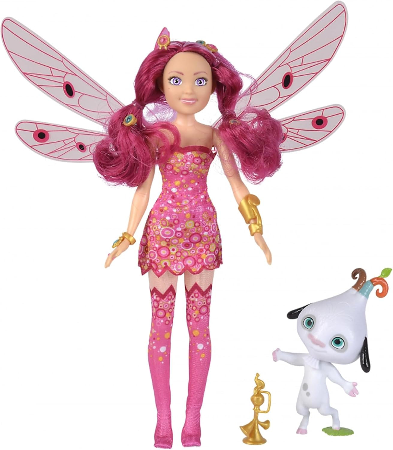 Simba 109483042 Mia and Me Doll, Phuddle with Trumptus, Elf med bevægelige vinger og ben, 6 hårspænder, 2 armbånd, 3+ år, Flerfarvet, 23 cm
