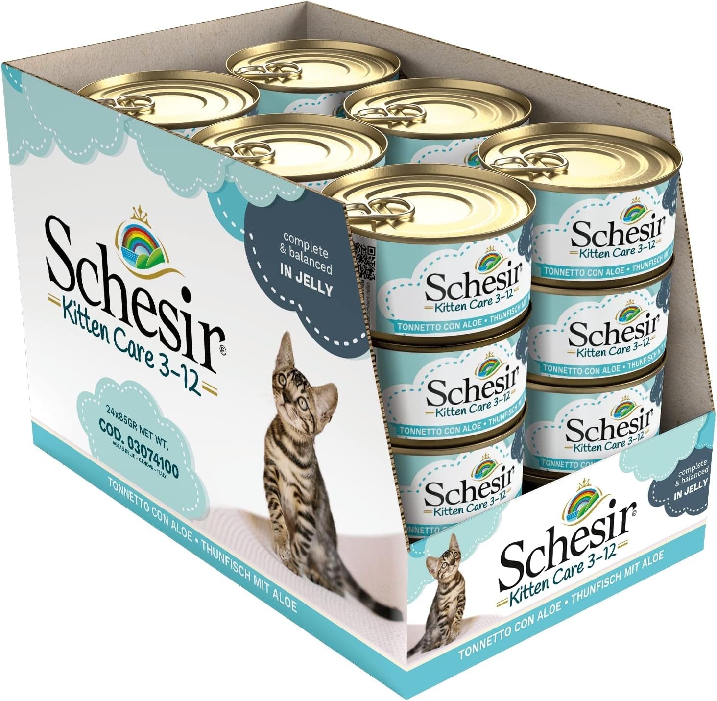 Vådfoder til katte Cat Jelly Killing Tun med Aloe Vera, gelé, 24 æsker x 85 g