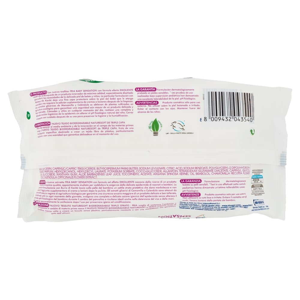 Baby Sensations med låg, 72 vådservietter, renseservietter til personlig pleje, unisex, børn
