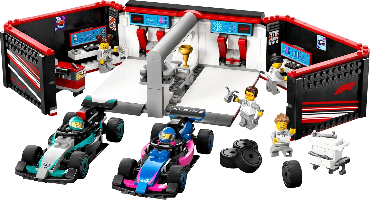 LEGO City F1 Garage med Mercedes-Amg og alpine racerbiler - Formel 1 racerbil med 2 førere og 4 mekaniske minifigurer - Gave til drenge og piger 7+ og fans 60444 Besuche den LEGO-Store byggesæt