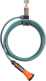 Gardena 4647-20 spiralslange komplet sæt, med automatisk slangetilbagetrækning, med sprøjtemundstykke og hanetilslutning (slangelængde: 10 m, slangediameter: 9 mm, sæt: ja)
