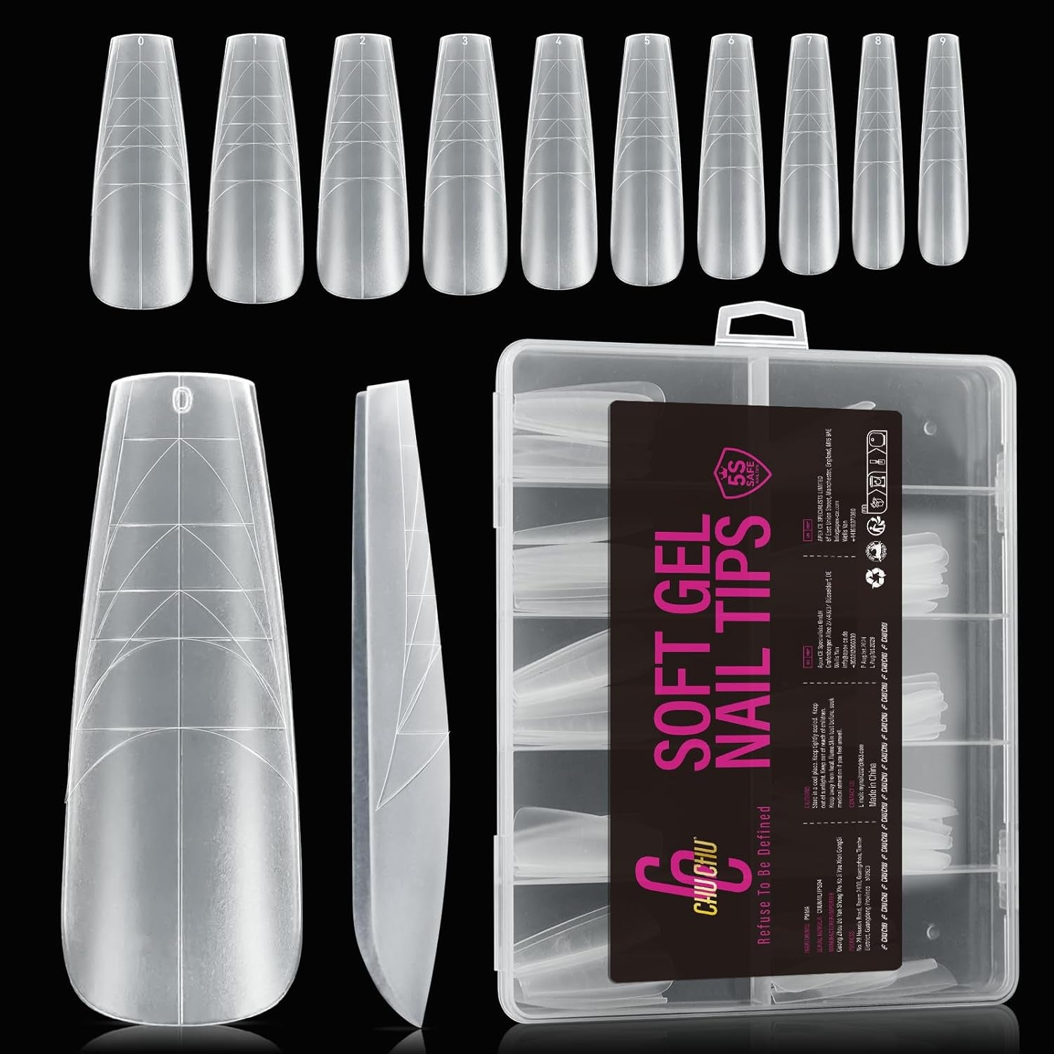 504 stk Ballerina Medium Gel Negletyper: Gel Neglespidser PMMA Falske Negle Negle Extensions Kunstige negle 12 str.