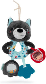 Lilliputiens - Louis the Wolf multiaktivitetsringe - Rangle til babyer med lyde, teksturer og farver - Let at fange - Stimulerer sanserne og fremmer motorikken - Fra 3 måneder - 83505 Legetøj Bebe Naty Shop Louis