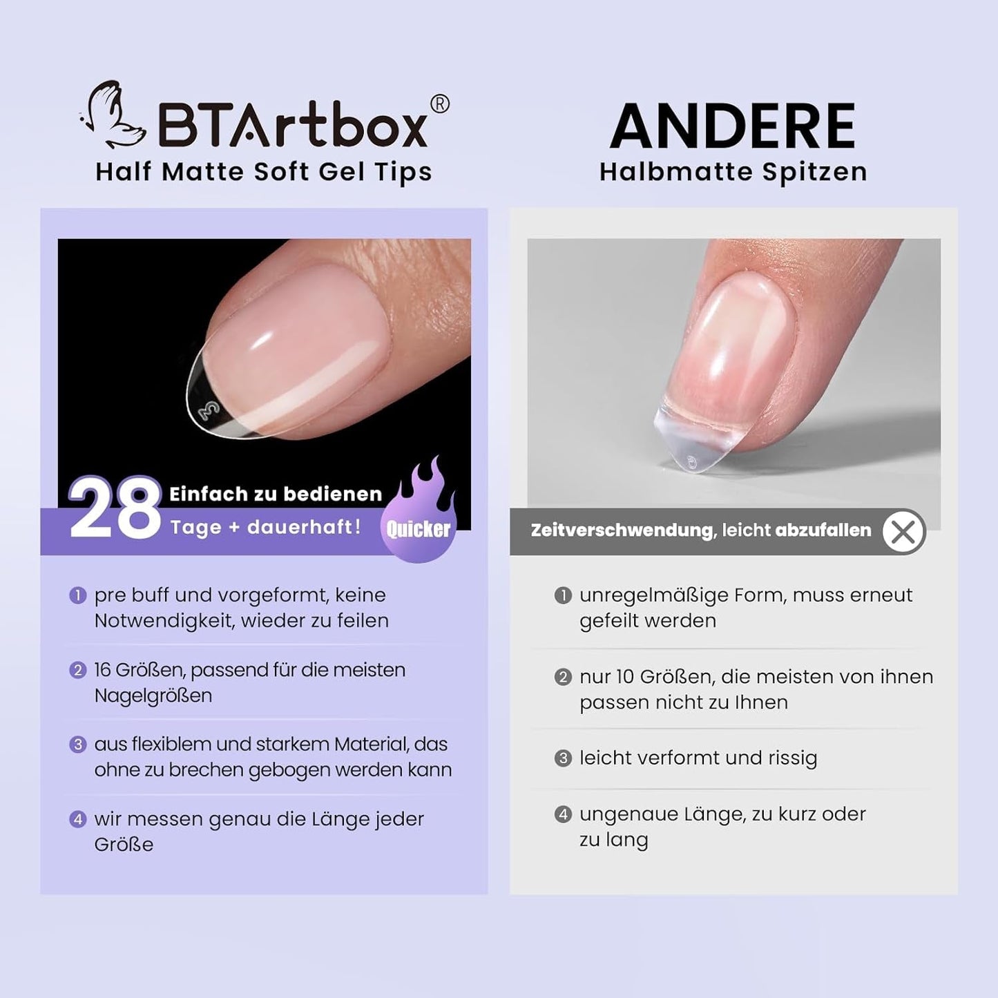 Btartbox Extra Short Mandel Neglespidser - Full Cover Gel X Soft XS Gel Neglespidser - Forformede Semi-Mat Til Brede Negle Salon 320 Stk