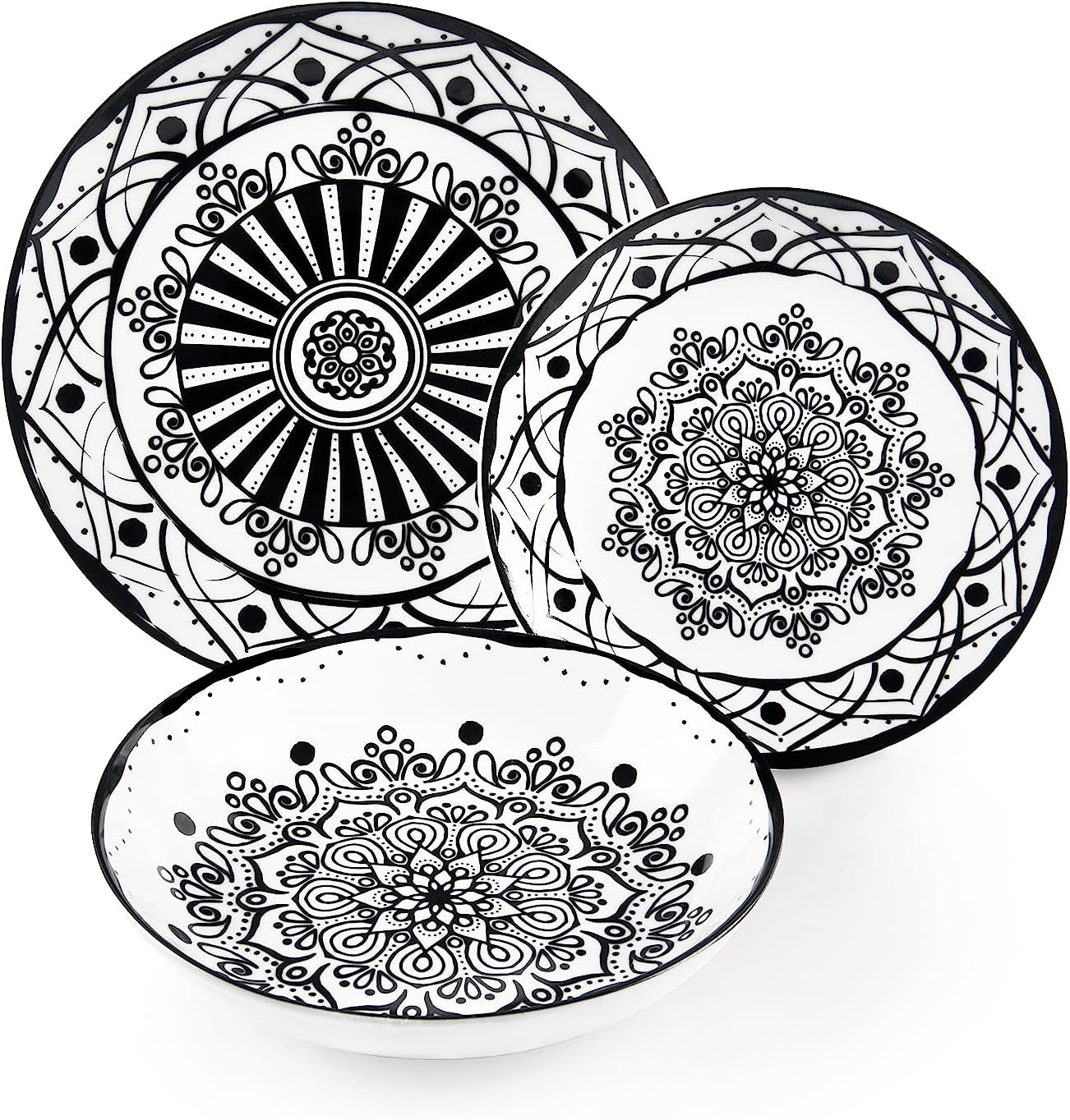 Excelsa Boheme Noir tallerkensæt, 18 dele, Porcelæn, Schwarz