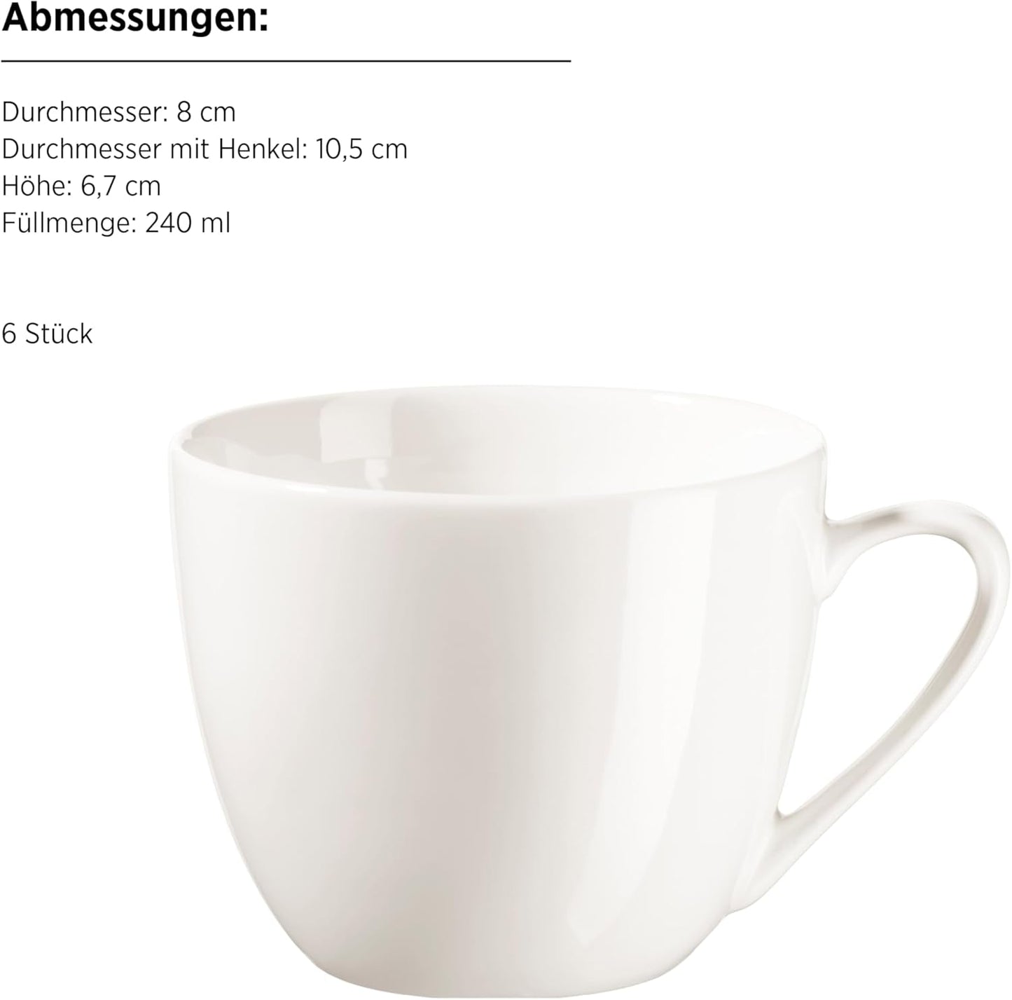 MÄSER 934105 Belmira-serien, klassisk kaffesæt til 6, 18-delt kaffesæt, Tidløst, Elegant, Delikat, Porcelæn, Hvid
