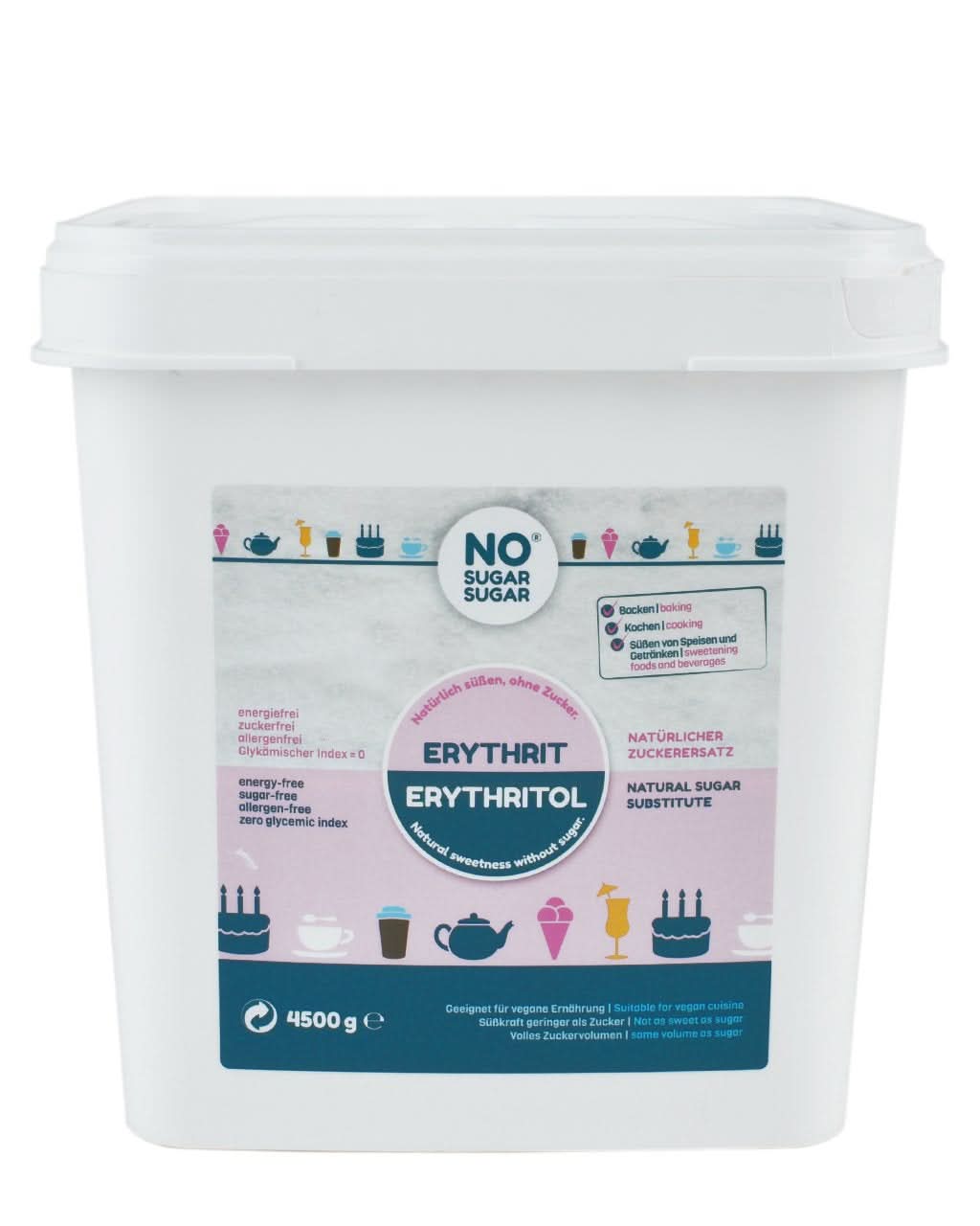 Ingen sukker, naturlig erythritol uden kalorier, anvendelig som sukkererstatning, 4,5 kg sødemidler Naty Shop 4,5 kg