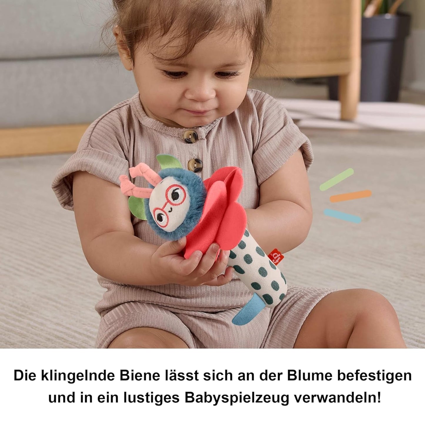 Babylegetøj Fisher-Price Planet Friends 2-i-1 Bell and Bee sensorisk plys legetøj som todelt sæt til nyfødte til 3 måneder, HYR56 Baby Toys Naty Shop