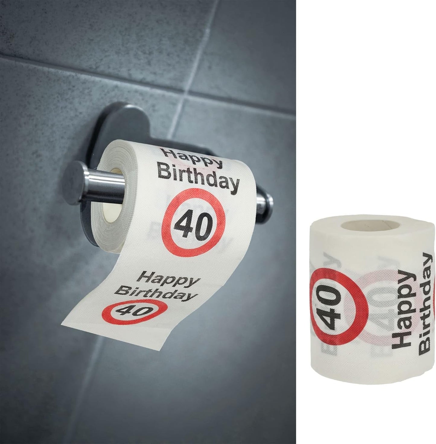 Sæt med 4 toiletpapir "Tillykke med 40 års fødselsdagen" │40 års fødselsdag 24 meter 2-stoffer 180Gr/Qm │ Toiletpapir motiv toiletpapir (4 X toiletpapir 40)
