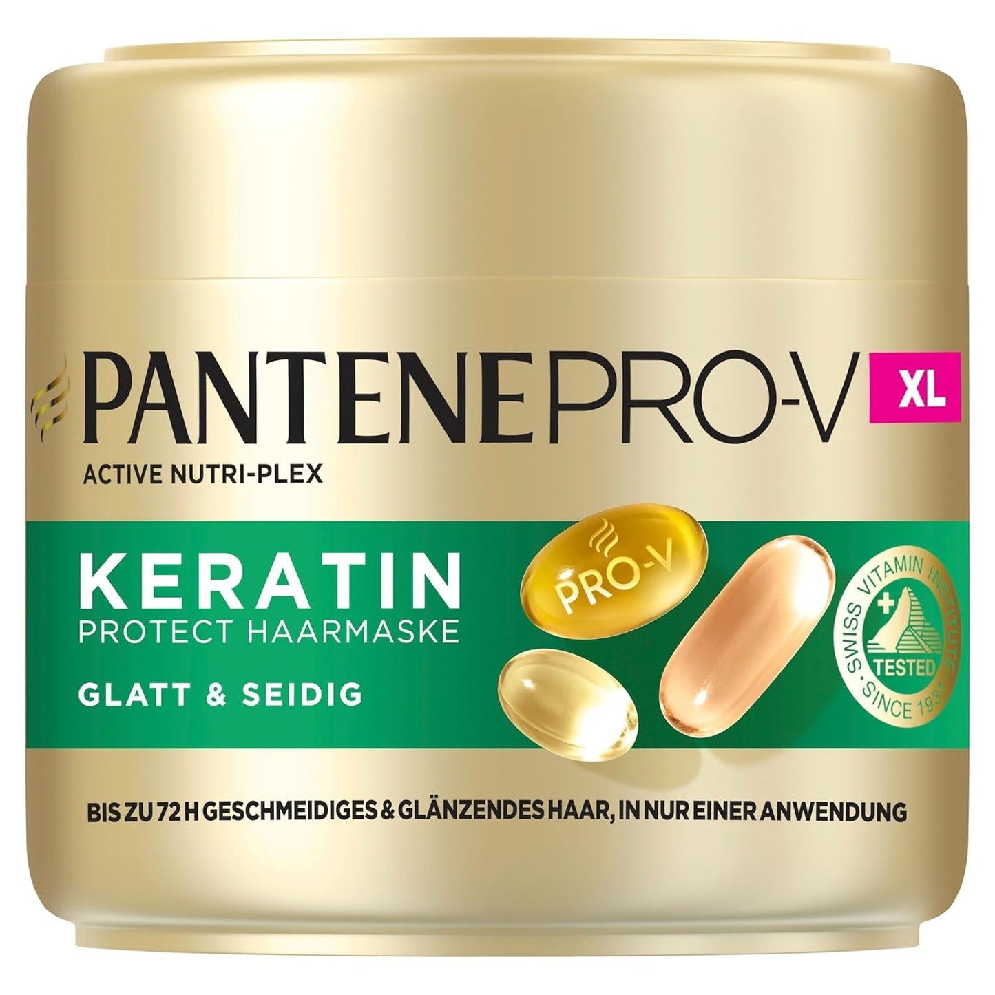Pantene Pro-V Smooth & Silky Keratin Protect Hair Mask 500ml til krøllet og tørt hår, Op til 72 timers glat og skinnende hår i en enkelt applikation, Med Pro-V formel og Active Nutri-Plex Hair mask Naty Shop Hair mask (500ml)