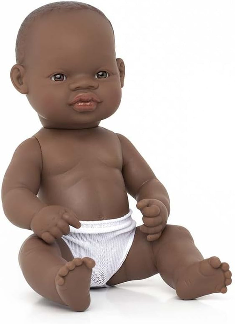 Miniland Babydukke, afrikansk dreng, 32 cm, anatomisk korrekt
