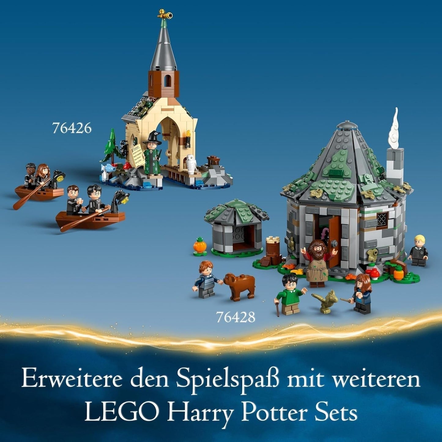 LEGO Harry Potter Hagrids hytte: Et uventet besøgssæt med 5 minifigurer og 2 dyrefigurer, gave til kvinder og mænd, magisk eventyrlegetøj, fantasisæt 76428 byggesæt Beuche den LEGO-Store
