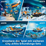 LEGO City Arctic Research Ship, stor flydende legetøjsbåd med helikopter, gummibåd, Rov-ubåd, vikingevrag, 7 minifigurer og spækhuggerfigur, gave til børn i alderen 7+ 60368 byggesæt Besuche den LEGO-Store