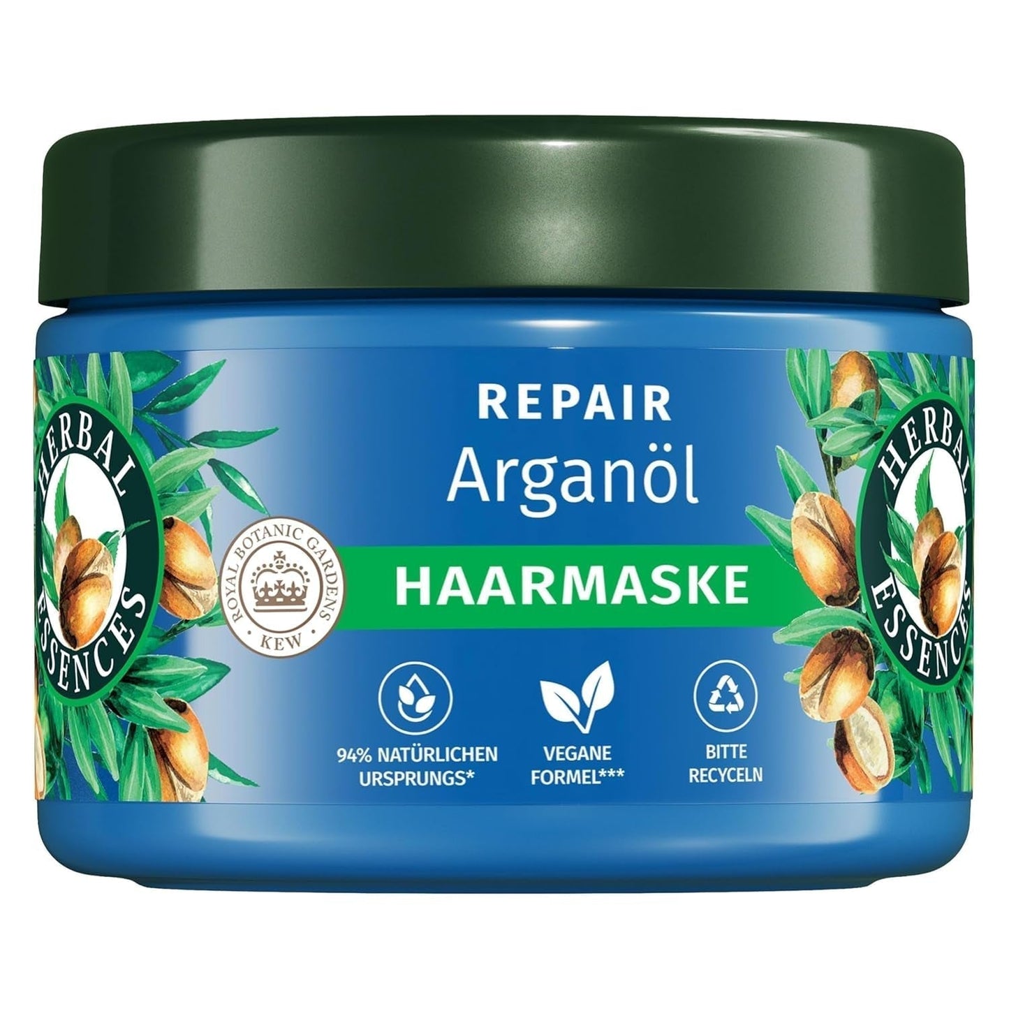 Herbal Essences Hårreparationsmaske med arganolie 300ml. Fra skadet hår til glattere og mere skinnende hår. Intensiv pleje. Med ingredienser af naturlig oprindelse. Vegansk Naty Shop Hårmaske 300 Ml (1 pakke) Hårmaske