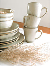 MÄSER 931512 Nottingham Vintage Series Spisesæt til 4, Kombinationsservice af 20 stykker med uregelmæssige runde former i retrolook, fliser, beige