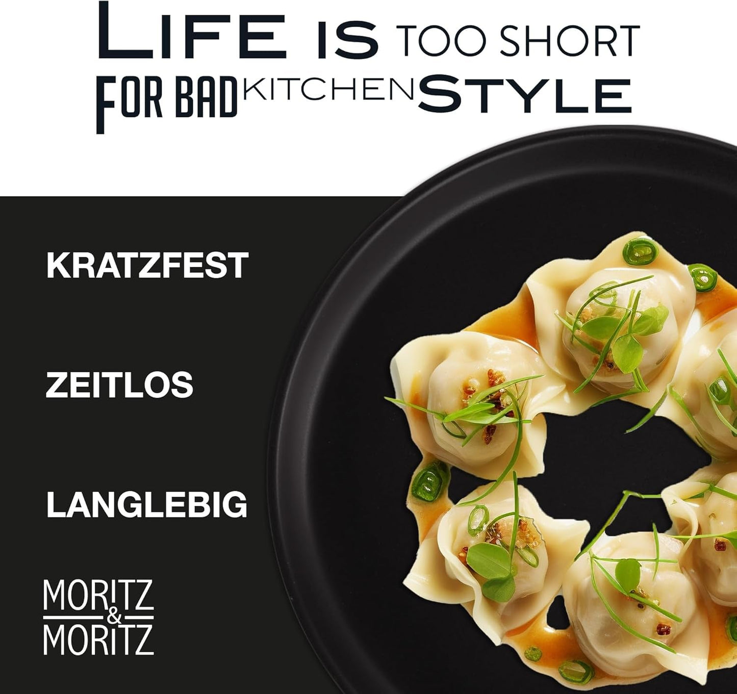 Moritz & Moritz NORDIC 6-personers porcelænssæt - 18-delt sort stentøjsstel - skandinavisk design - 6-personers robust stel til daglig brug og gæster - Kombinationsstel